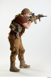 Whole Body Weapons-Rifle Man Pose with machine rifle White Army Athletic Bearded Studio photo references